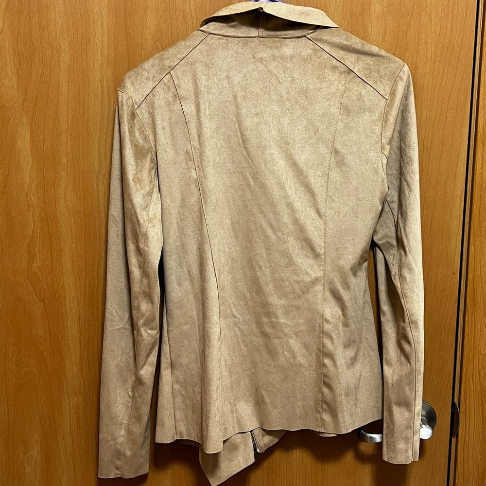 3/$25 - Mote Women's Lightweight Faux Suede Zip-up Drape Jacket - Small - Picture 4 of 5